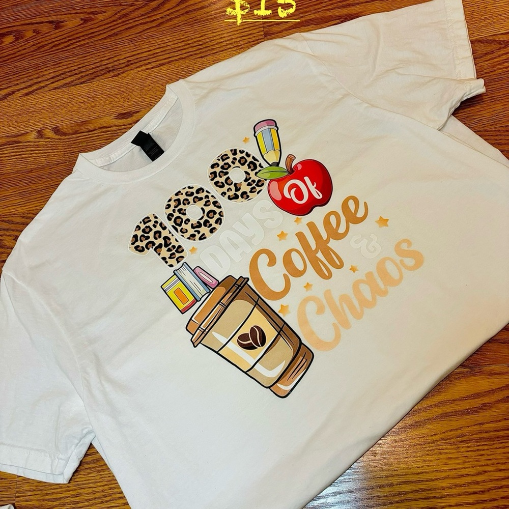 White Short Sleeve Coffee Graphic Tee